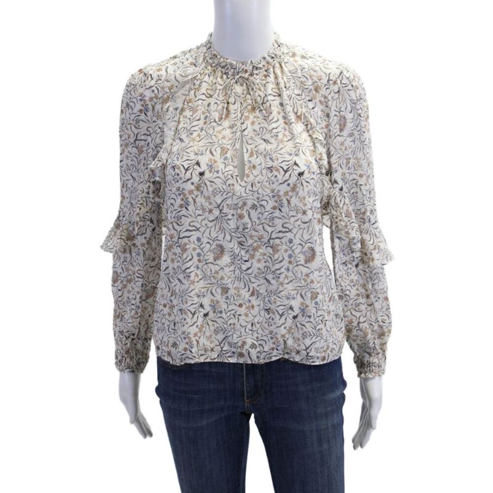 Intermix Women White Bohemian High Neck Long Sleeve Blouse Size 0